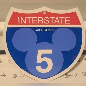 Disney Disneyland INTERSTATE 5 California ROAD SIGN Plastic MICKEY MOUSE 12x12"